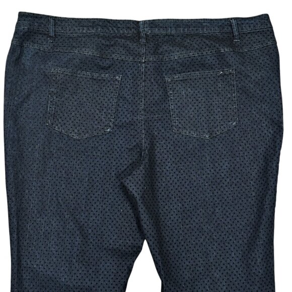 Woman Within Jeans Plus Size 26W Blue Denim Black Polka Dots Comfort Stretch - Picture 6 of 10